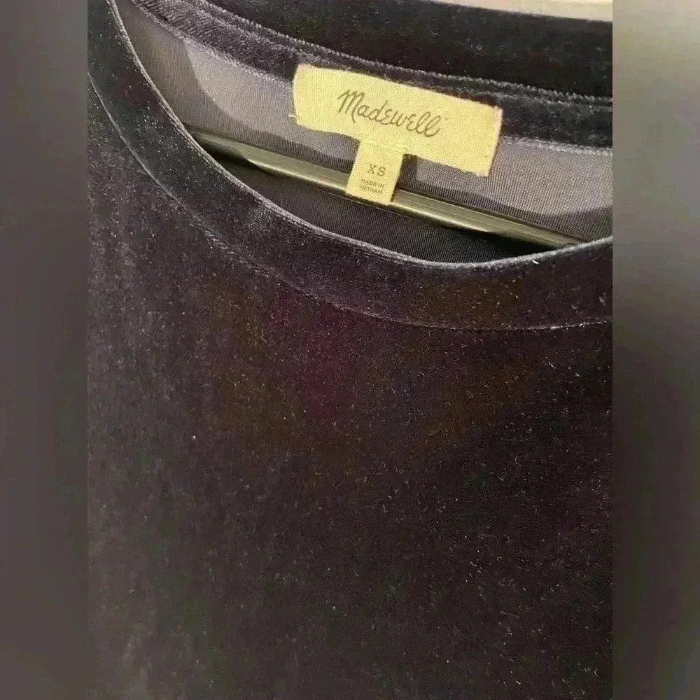 MADEWELL Women’s XS Blue Velvet Ruffle-Sleeve Tee - Picture 7 of 10